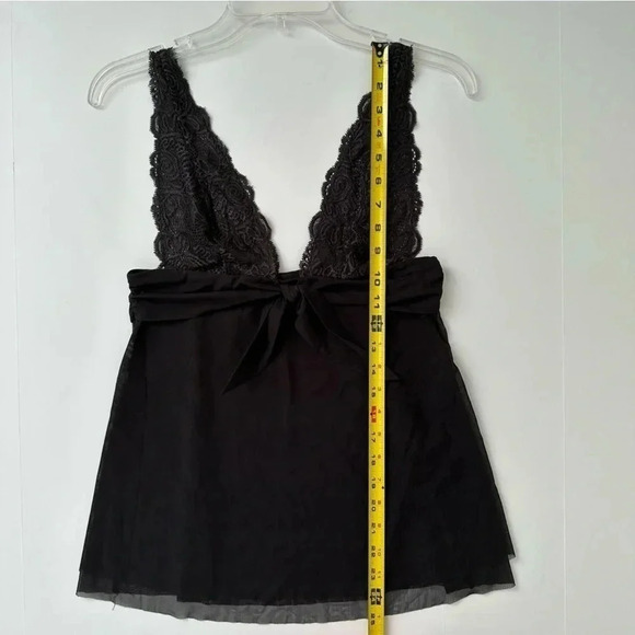 Victorias Secret‎ Medium Black Teddy Tank Top Lace Sheer - Picture 4 of 6